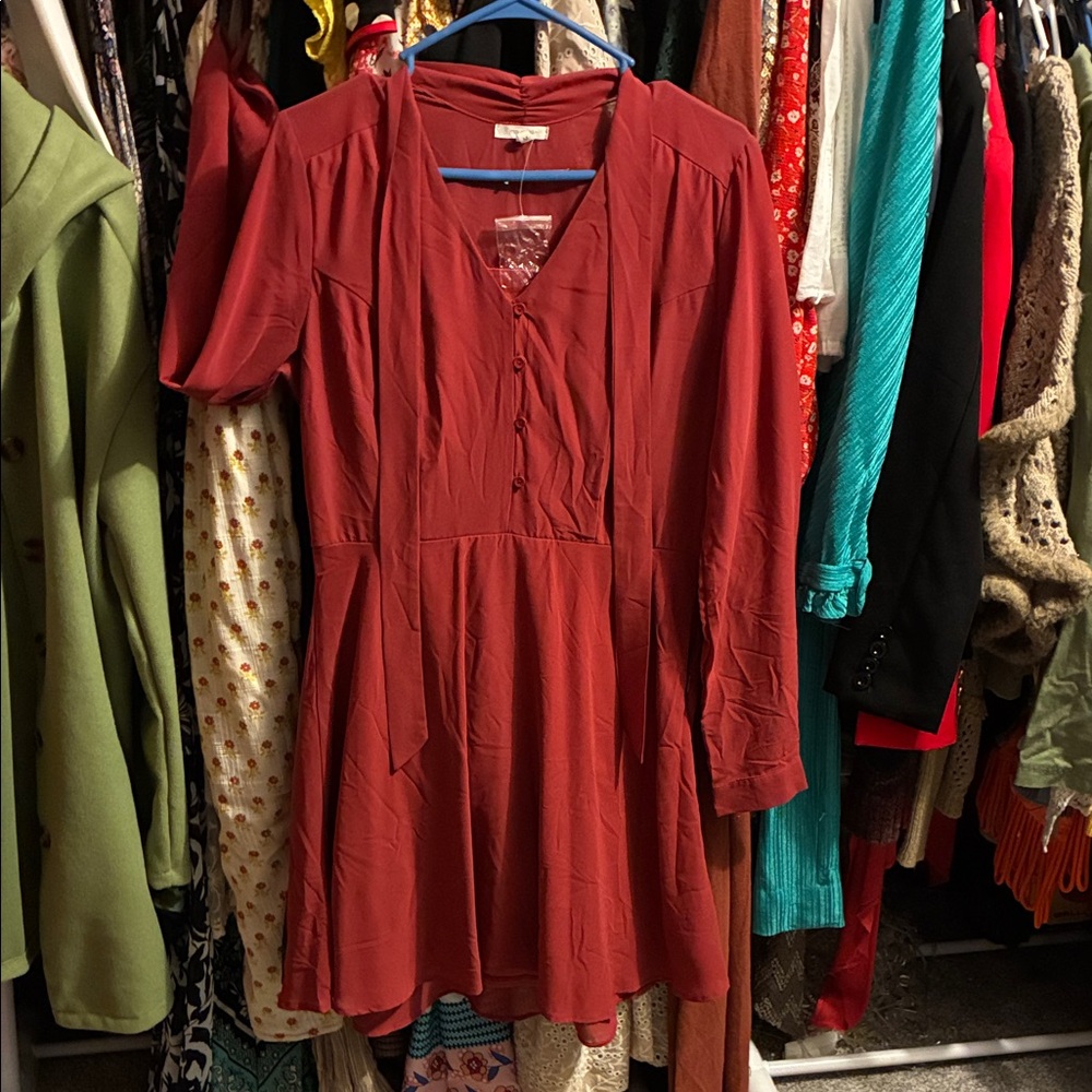 Maurices Deep Red Long Sleeve Dress
